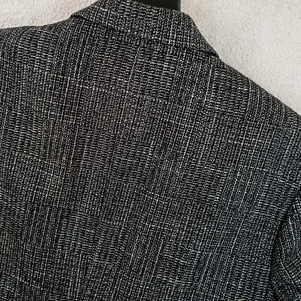 Vintage John Henry Double Breasted Tweed Blazer Mens 42R Black White Wool Casual